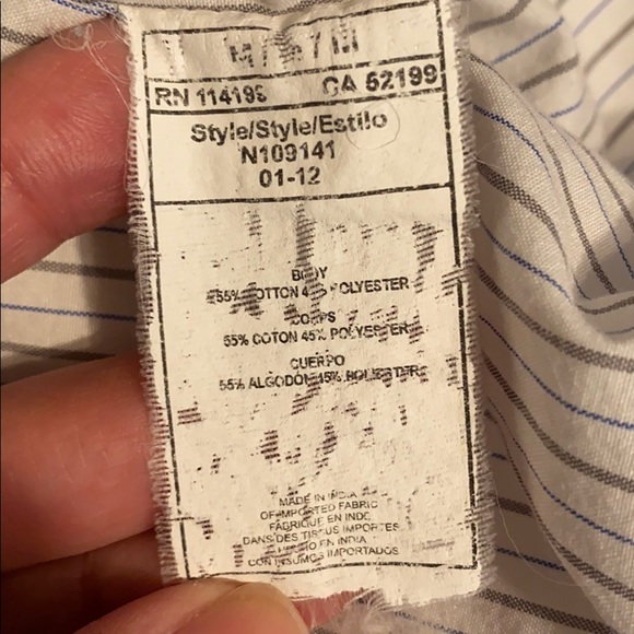 Quiksilver Shirt Men’s Short Sleeve White Gray Pinstripes Button Down Casuall - Picture 6 of 7